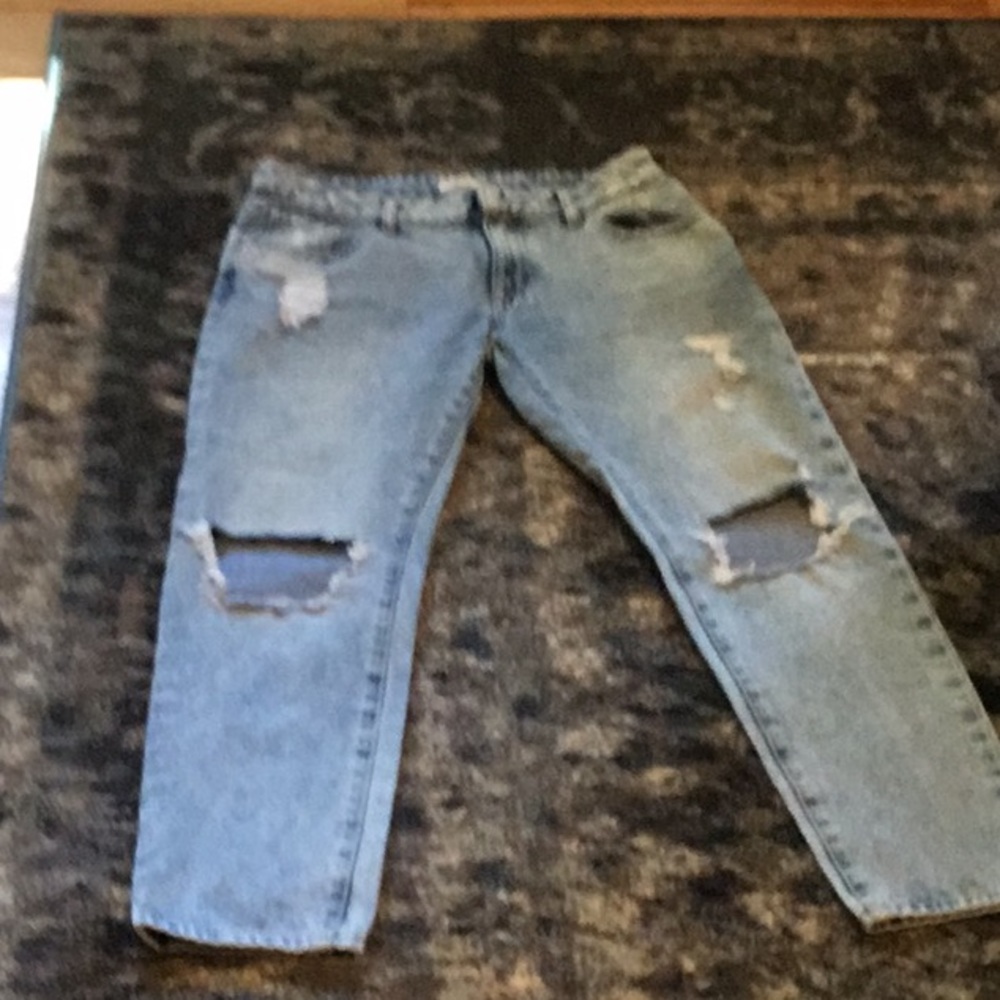 Distressed Jeans.
